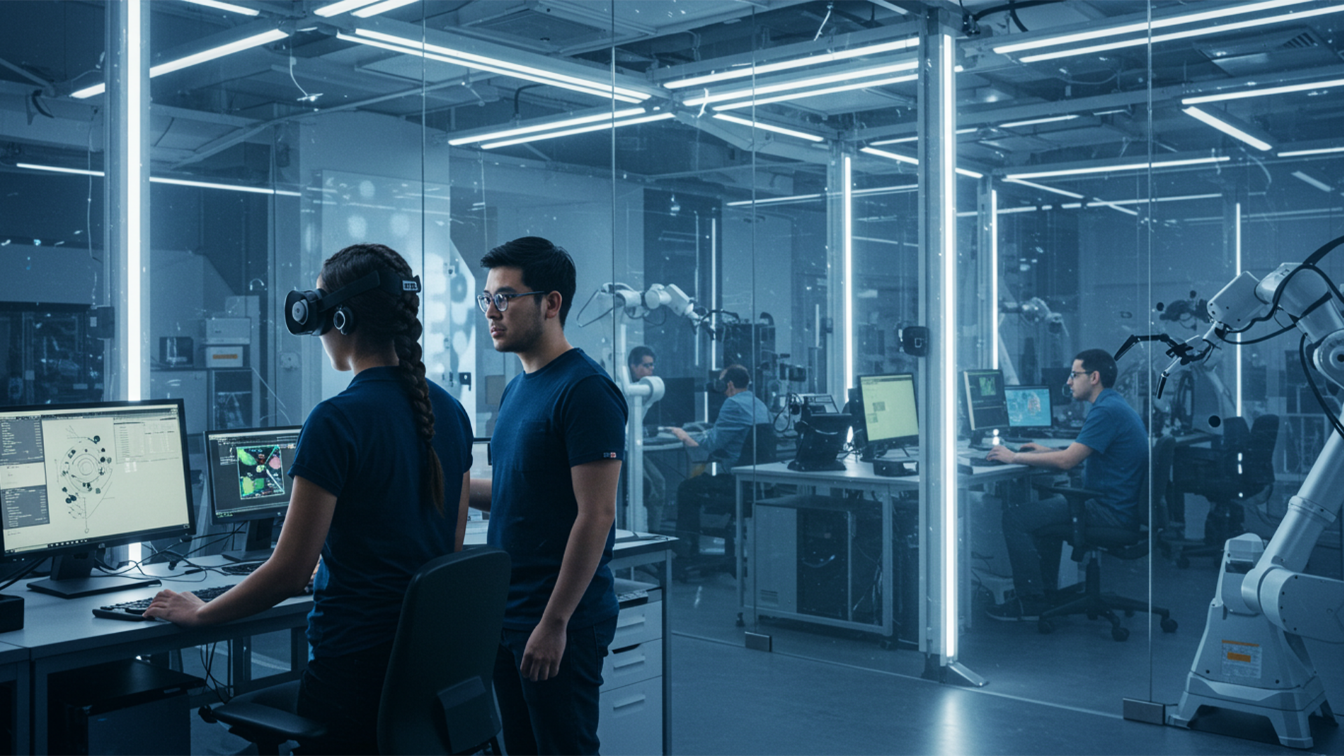 Researcher working in a San Antonio Texas AI training classroom