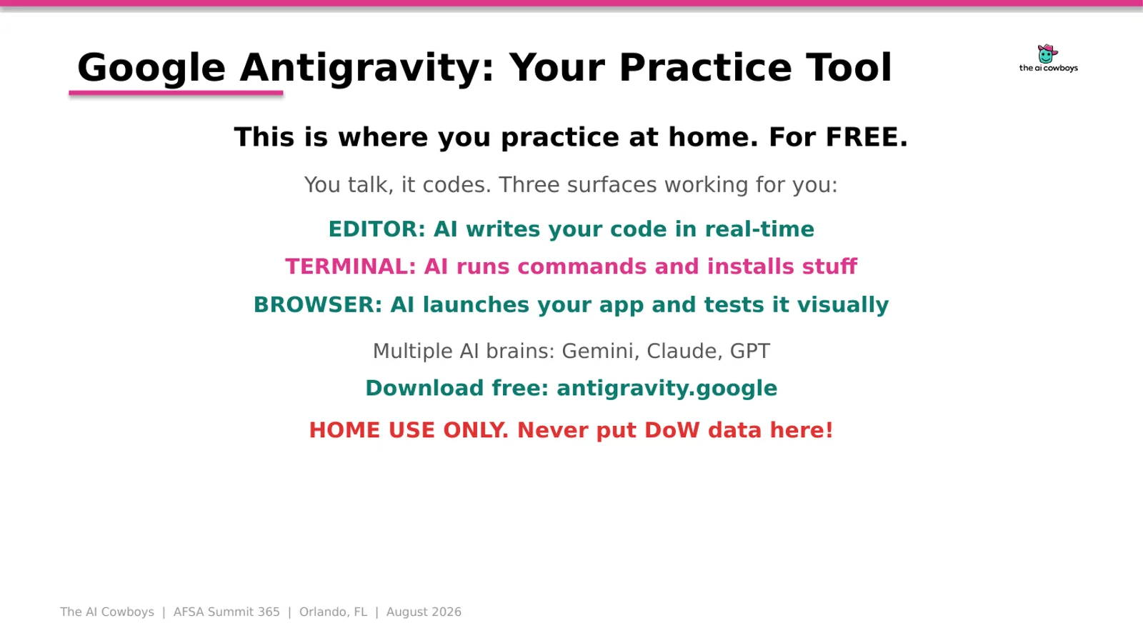 Vibe Coding AI Solutions workshop slides, slide 7 of 21