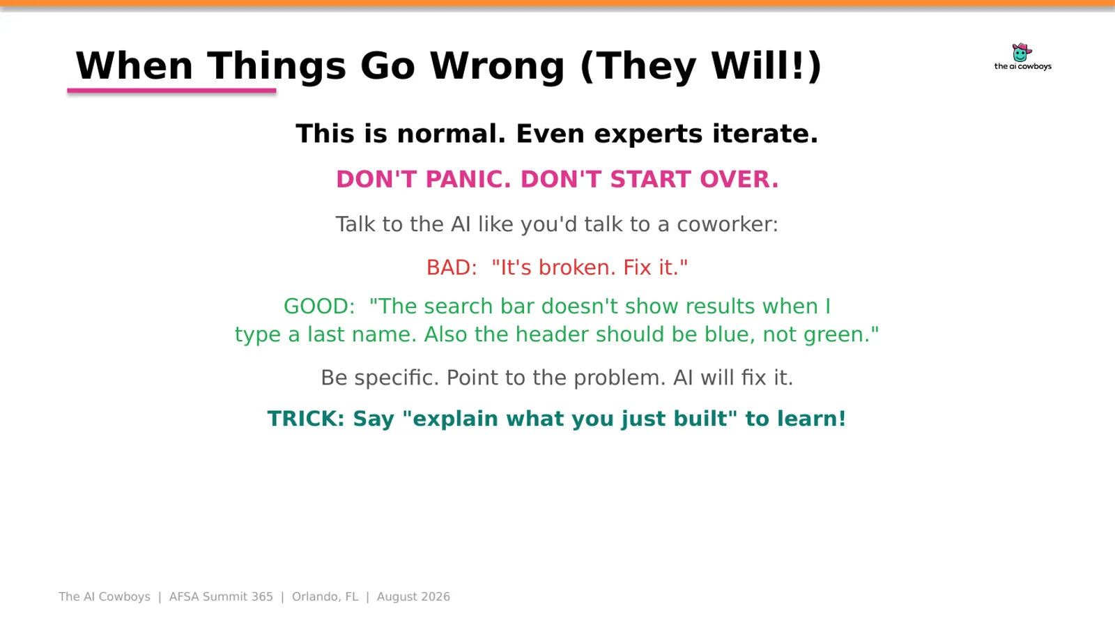 Vibe Coding AI Solutions workshop slides, slide 12 of 21